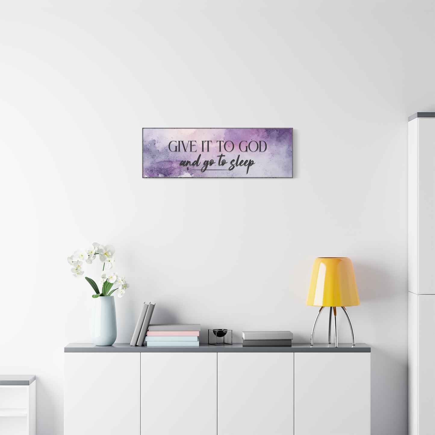 'Give it to God and Sleep' Watercolor Style Wall Canvas