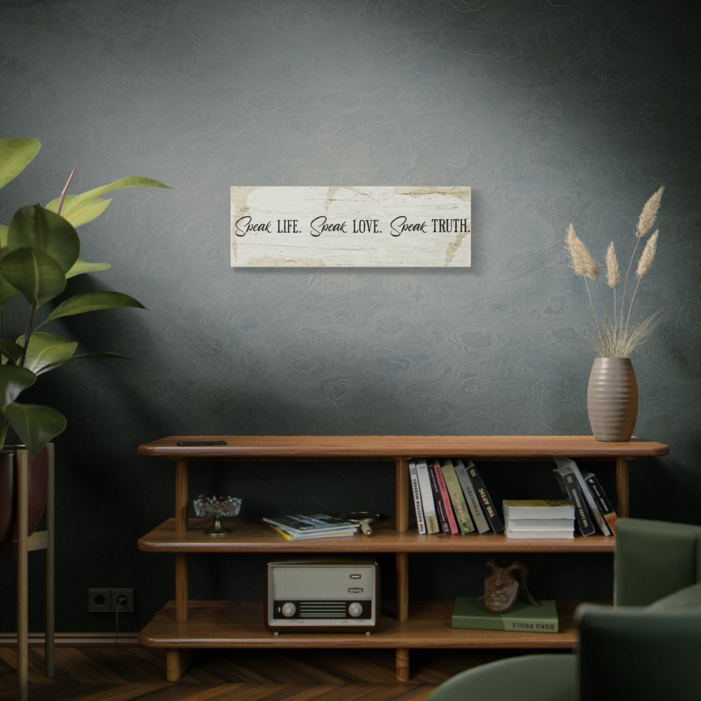 Minimal Beige textured "Speak life. Speak love. Speak truth." quoted Wall Canvas