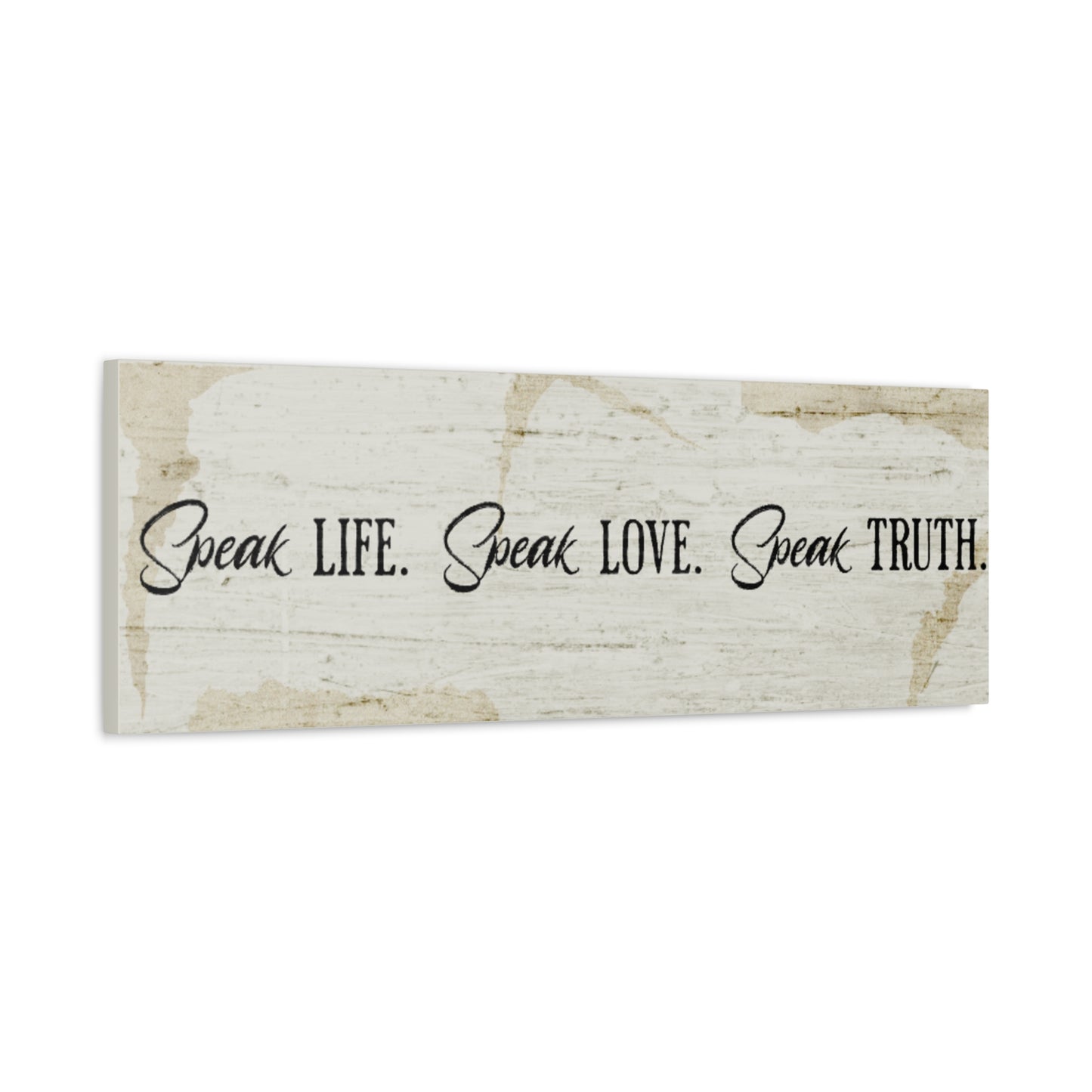 Minimal Beige textured "Speak life. Speak love. Speak truth." quoted Wall Canvas