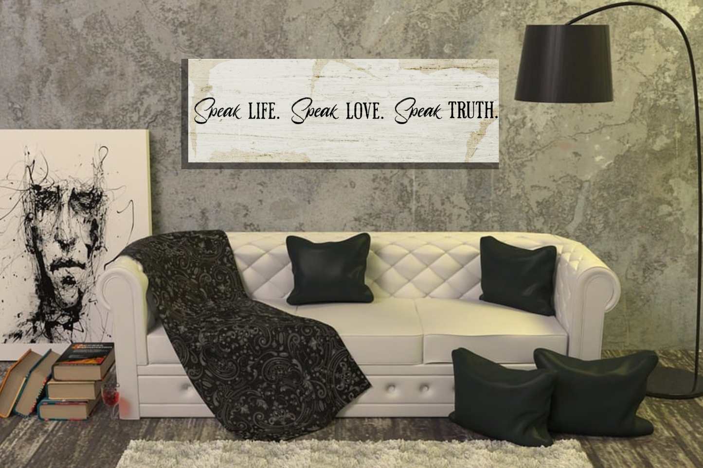 Minimal Beige textured "Speak life. Speak love. Speak truth." quoted Wall Canvas