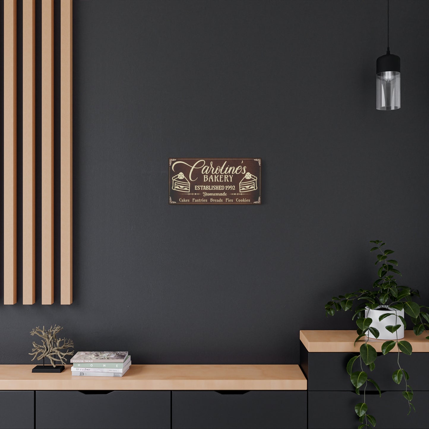 Vintage Brown Bakery Personalized Canvas with Beige text