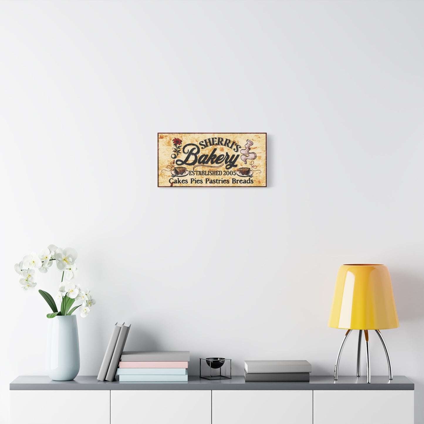 Customized Rustic Vintage Style Bakery Wall Art- Name, Year and Items