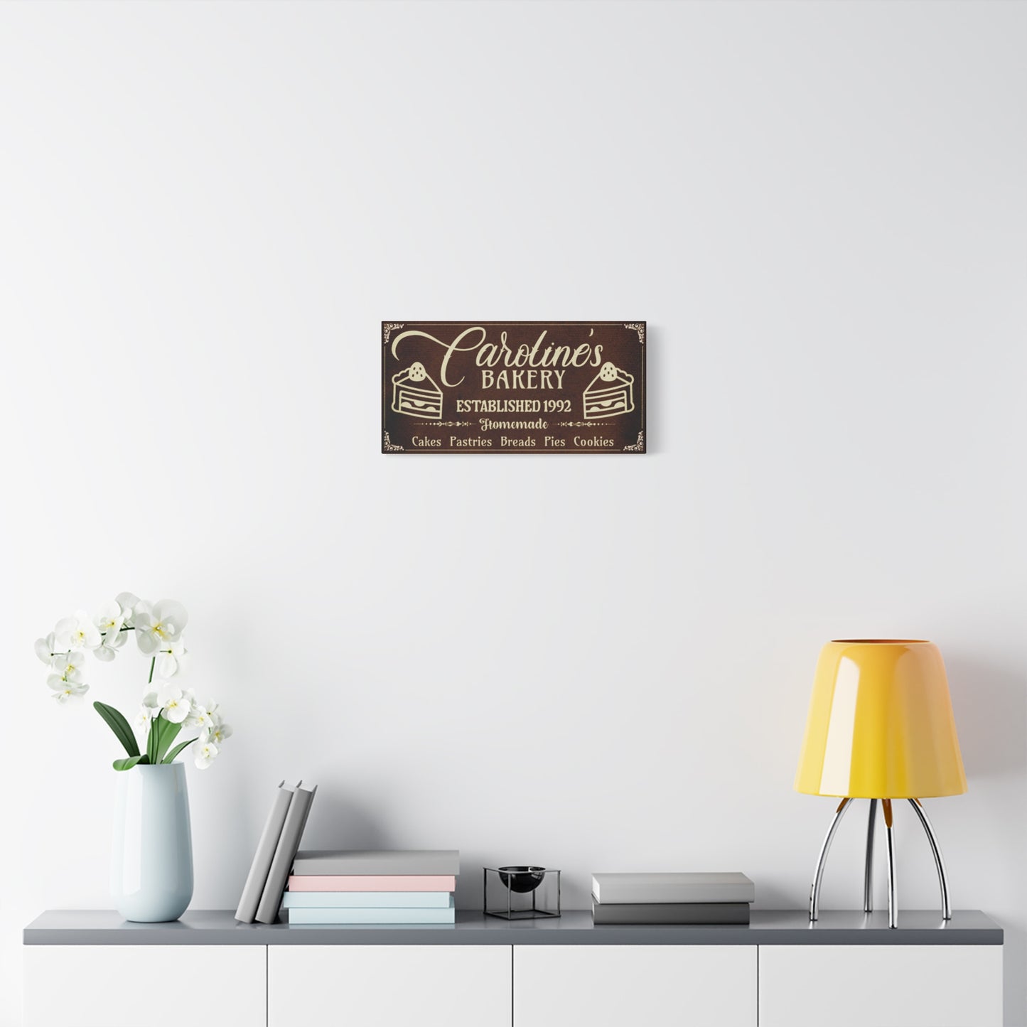 Vintage Brown Bakery Personalized Canvas with Beige text