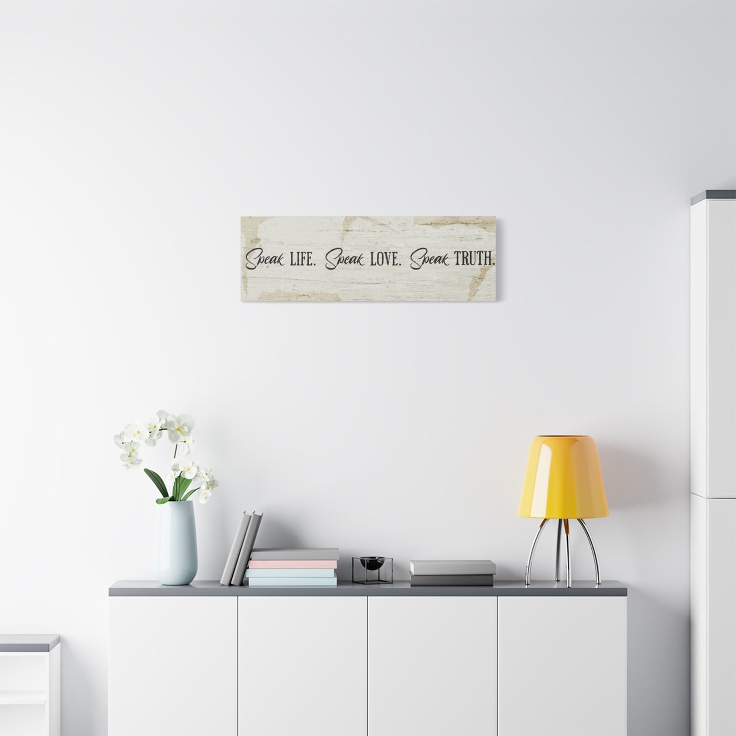 Minimal Beige textured "Speak life. Speak love. Speak truth." quoted Wall Canvas