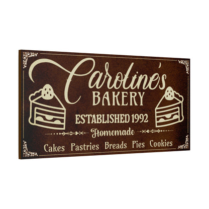 Vintage Brown Bakery Personalized Canvas with Beige text