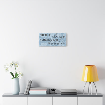 Canvas Print | Marble Art Watercolour Light Blue Background 'There is always something to be thankful for'