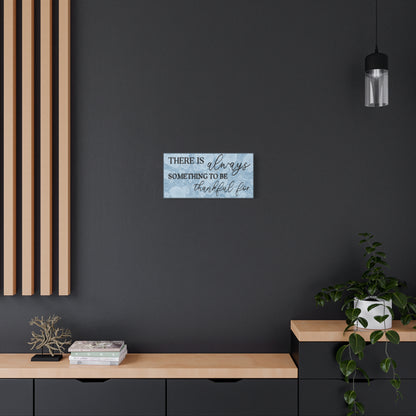 Canvas Print | Marble Art Watercolour Light Blue Background 'There is always something to be thankful for'