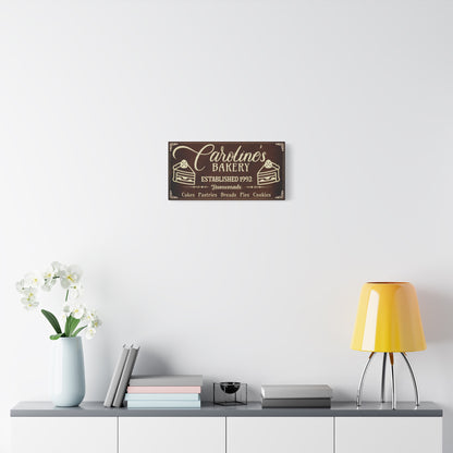 Vintage Brown Bakery Personalized Canvas with Beige text