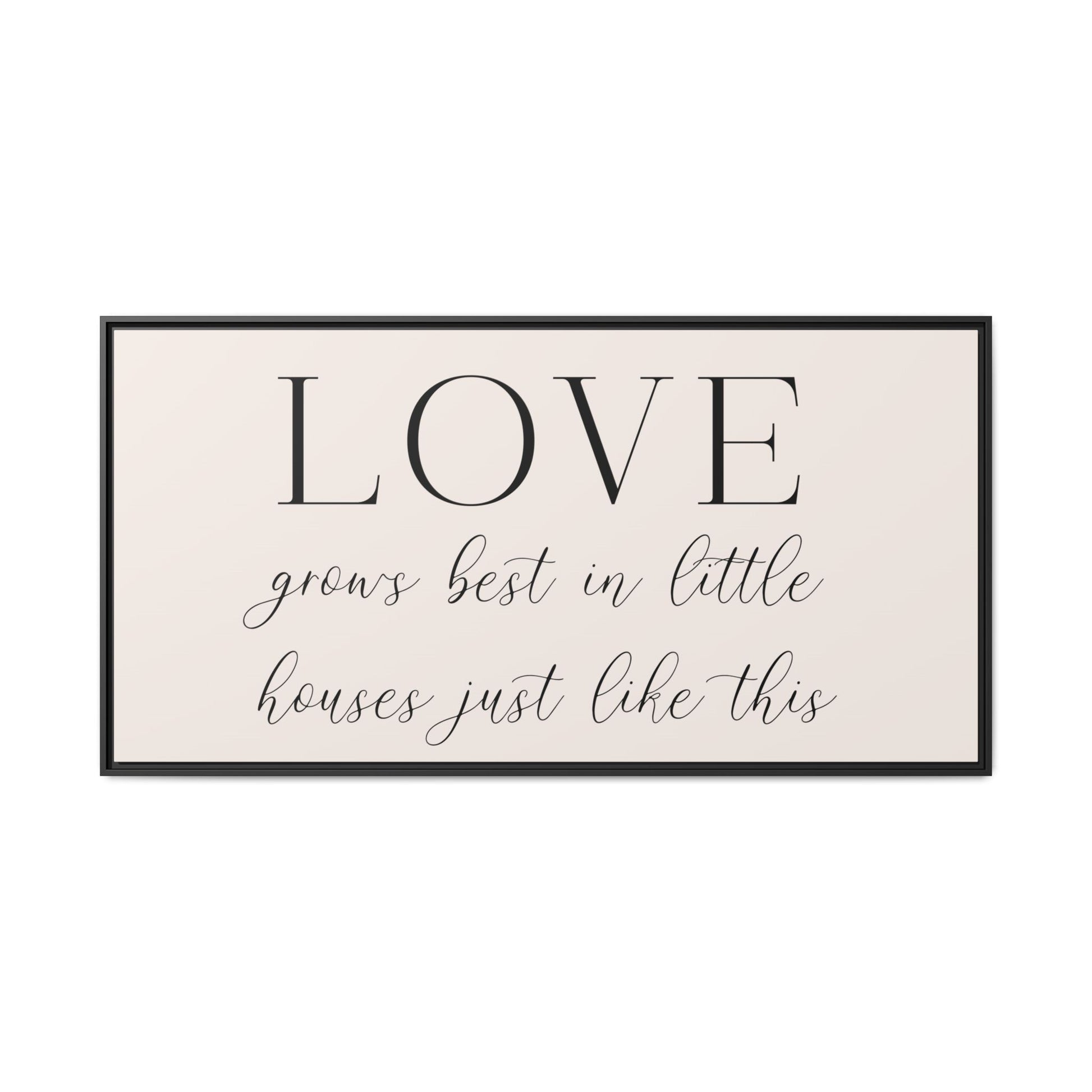 Minimalist Framed "LOVE" quote on a white background