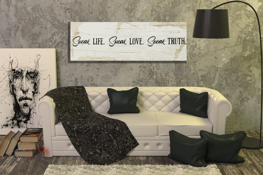 Beige textured minimalist faith and positivity quote wall canvas in a modern living room wall
