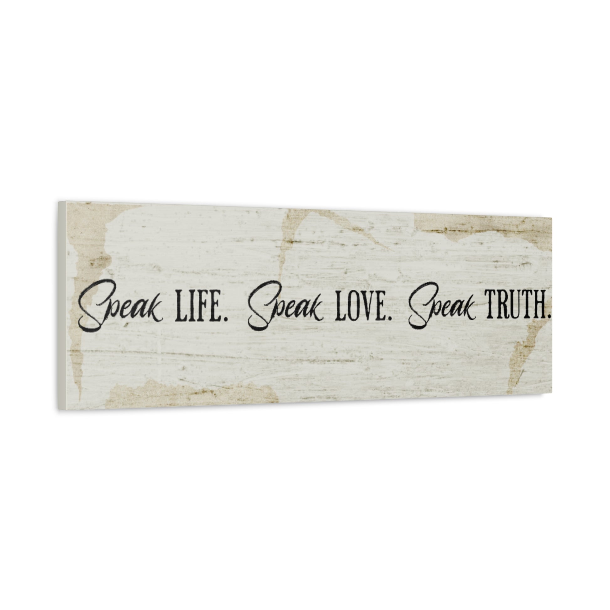 Beige textures minimalist faith and positivity quote wall canvas side view