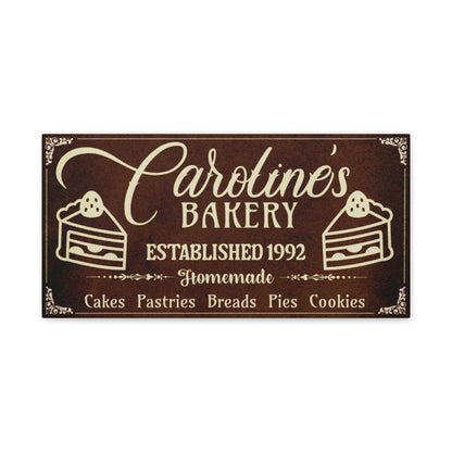 Textured Vintage brown bakery sign with beige text customized front view